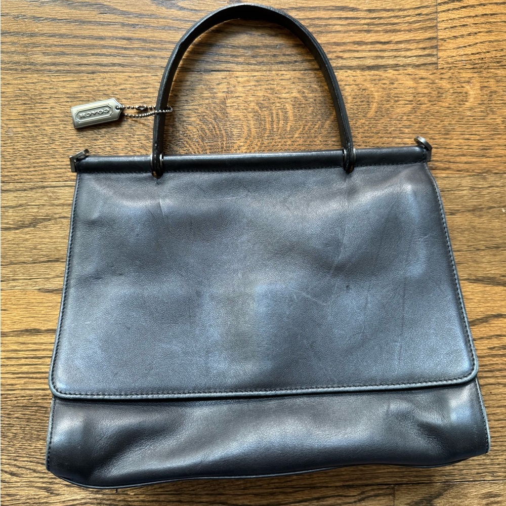 Coach Black Leather Handbag Satchel – Magnetic Closure